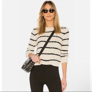 Vince Fuzzy Long Sleeve Cotton Linen Blend White Sweater. Size Large.